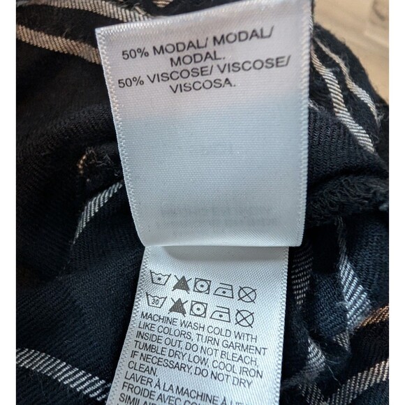 Lucky Brand Size S Blouse Flannel Boyfriend Black & White Button Down Soft - Picture 9 of 10